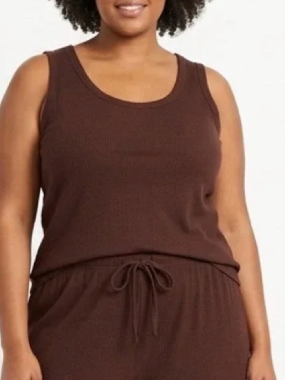 State Of Day Intimates  Women  Brown Cotton Stretch Crew Neck PAjama Top